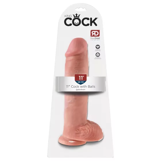 King Cock 11 - Suction Cup, Realistic Dildo with Balls (28cm) - Natural"