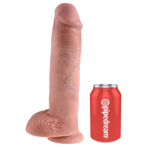 King Cock 11 - Suction Cup, Realistic Dildo with Balls (28cm) - Natural"