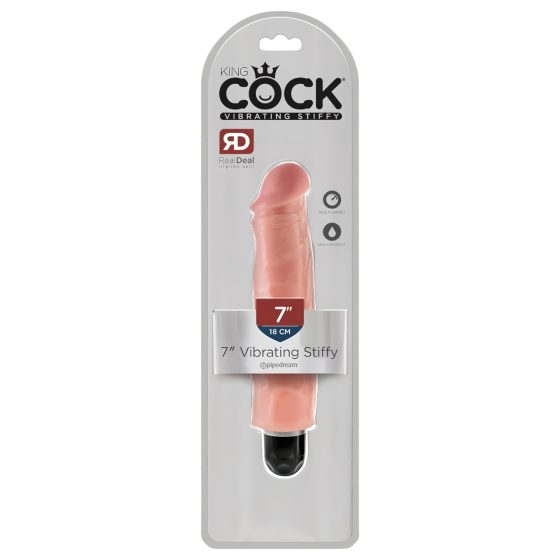 King Cock 7 Stiffy - Waterproof, Lifelike Vibrator (18cm) - Nude"