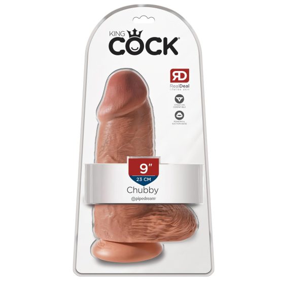 King Cock 9 Chubby Suction Cup Dildo (23cm) - Dark Natural"