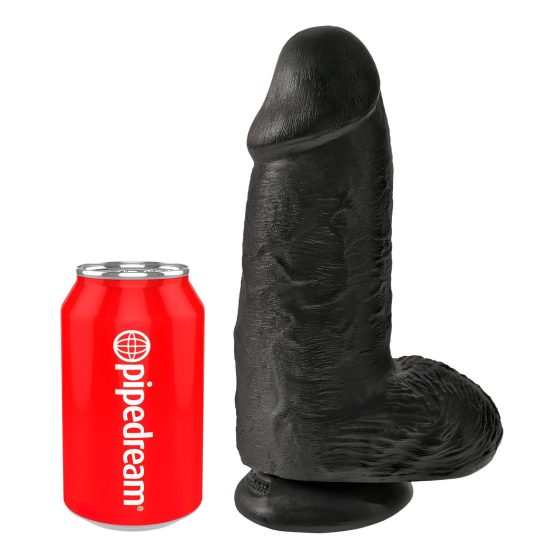 King Cock 9 Chubby - Suction Cup Dildo with Balls (23cm) - Black"