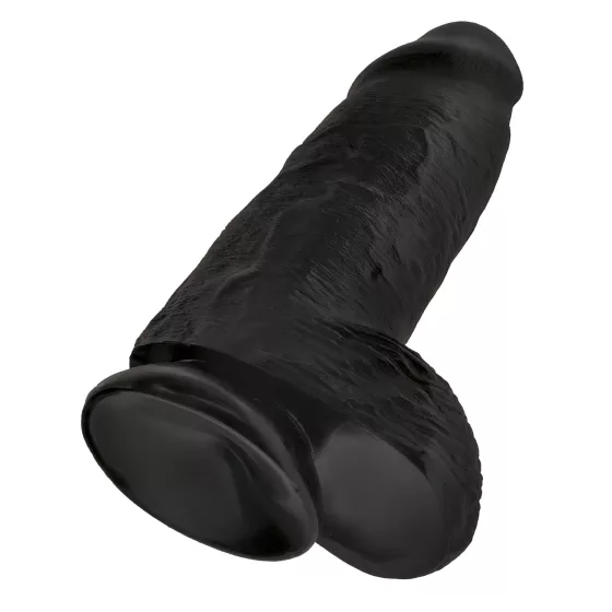 King Cock 9 Chubby - Suction Cup Dildo with Balls (23cm) - Black"
