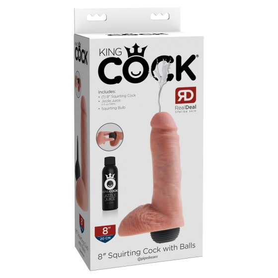 King Cock 8 Realistic Squirting Dildo (20cm) - Natural"