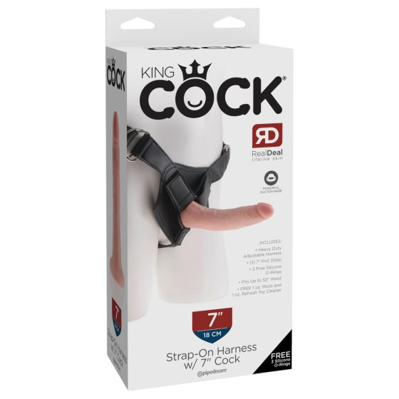 King Cock 7 Strap-On Dildo with Harness (Black)"