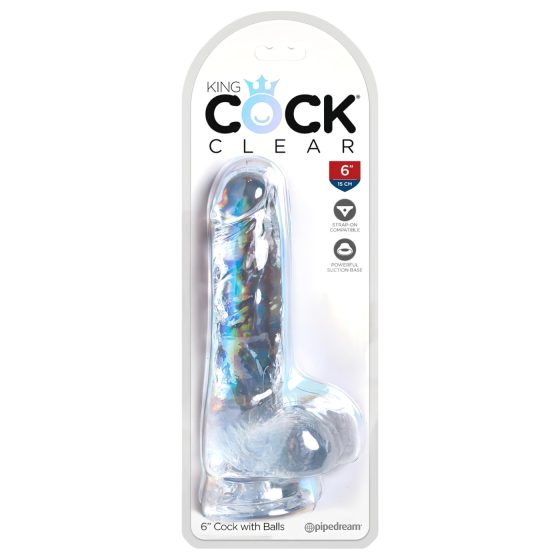 King Cock Clear 6 - Suction Cup Dildo with Balls (15cm)"