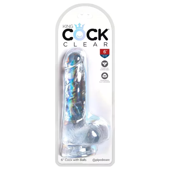 King Cock Clear 6 - Suction Cup Small Dildo with Balls (15cm)