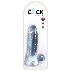 King Cock Clear 7 - Suction Cup Dildo with Balls (18cm)