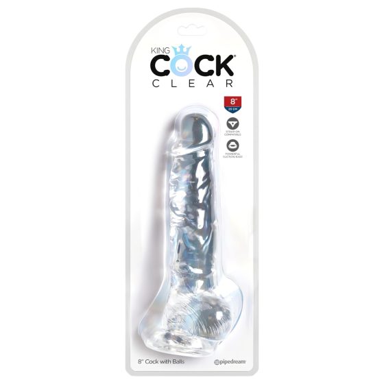 King Cock Clear 8 - Suction Cup Dildo with Balls (20cm)"