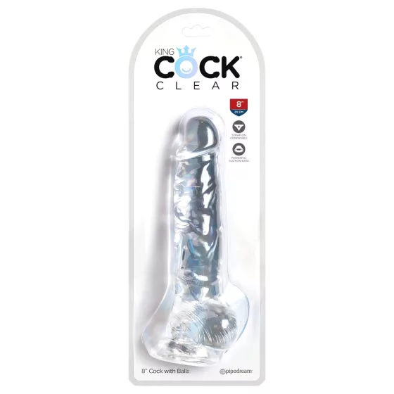 King Cock Clear 8 - Suction Cup Dildo with Balls (20cm)"