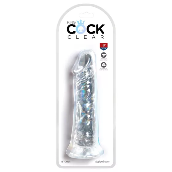 King Cock Clear 8 - Large 20cm Suction Cup Dildo"