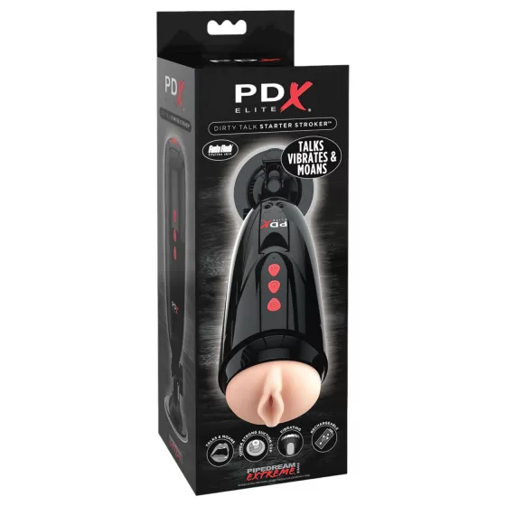 PDX Elite Dirty Talk - Vibrating Masturbator (Black)
