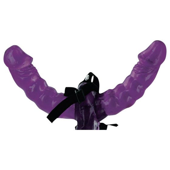 Fetish - strap-on double dildo with harness (black)