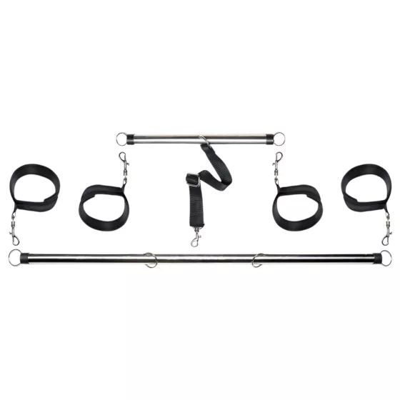 Fetish Spread’em Bar - Silver Restraint Bar with Cuffs