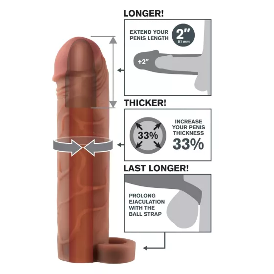 X-TENSION Perfect 2 - Premium Cock Sleeve (19cm) - Dark Nude