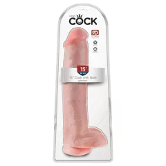   King Cock 15 - 15 Suction Cup Dildo with Balls - Natural"