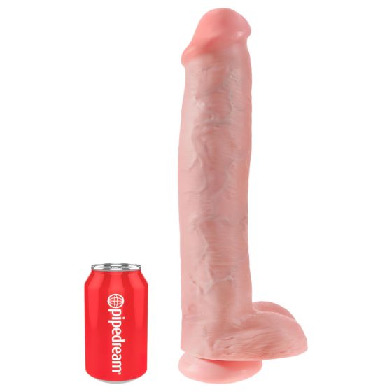 King Cock 15 - 15 Suction Cup Dildo with Balls - Natural"