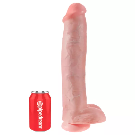 King Cock 15 - 15 Suction Cup Dildo with Balls - Natural"