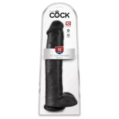 King Cock 15 - suction cup dildo with balls (38 cm, black)