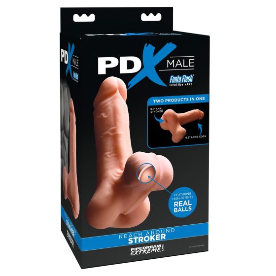 PDX Reach Around - 2-in-1 Pocket Pussy & Penis Sleeve (Natural)