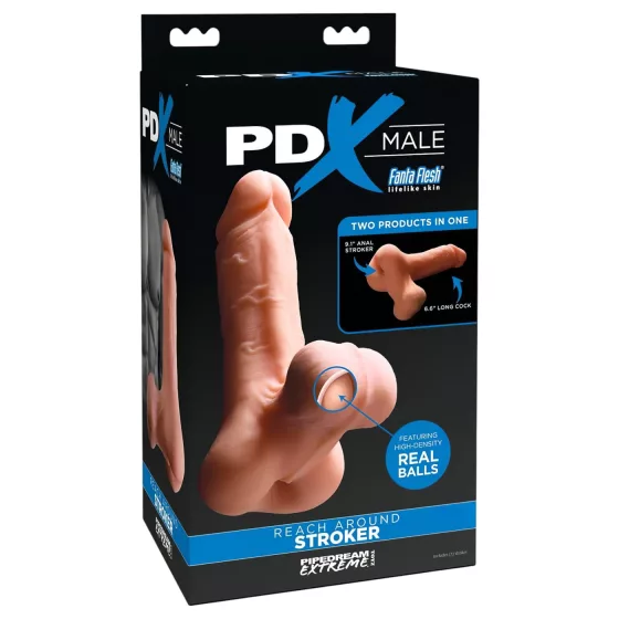 PDX Reach Around - 2‑in‑1 masturbator and penis sleeve (flesh‑coloured)