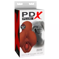   PDX Pick Your Pleasure - 2-in-1 realistic masturbator (brown)