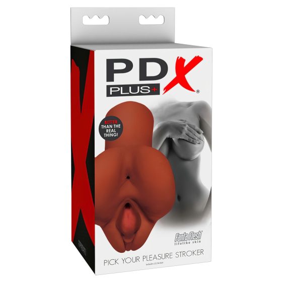 PDX Pick Your Pleasure - 2-in-1 Realistic Masturbator (Brown)