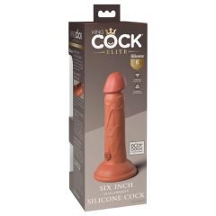   King Cock Elite 6 - Suction Cup Realistic Dildo (15cm) - Dark Tone