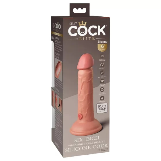 King Cock Elite 6 - Realistic Vibrator 6 (Dark Natural)"