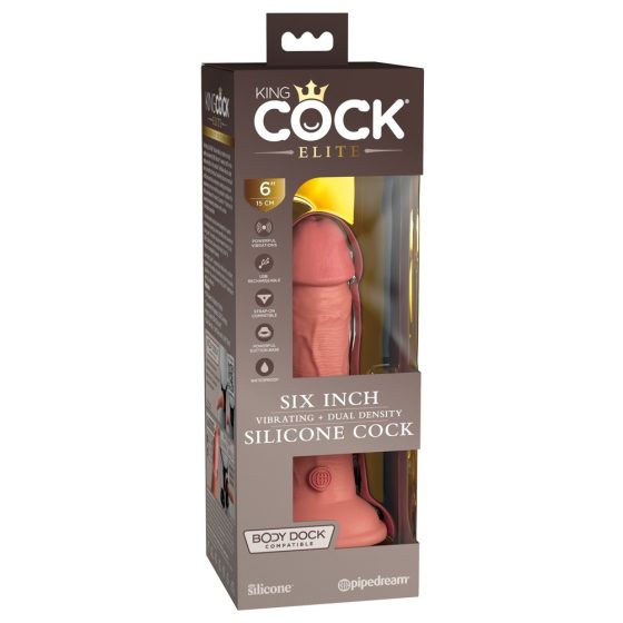 King Cock Elite 6 - clamp-on, lifelike dildo (15cm) - dark natural