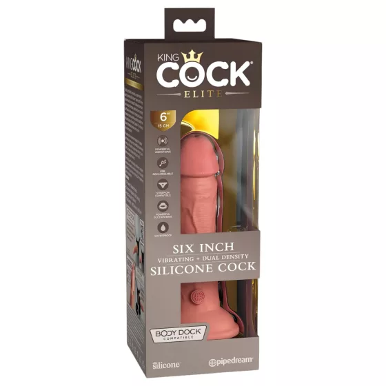 King Cock Elite 6 - Realistic Vibrator 6 (Dark Natural)"
