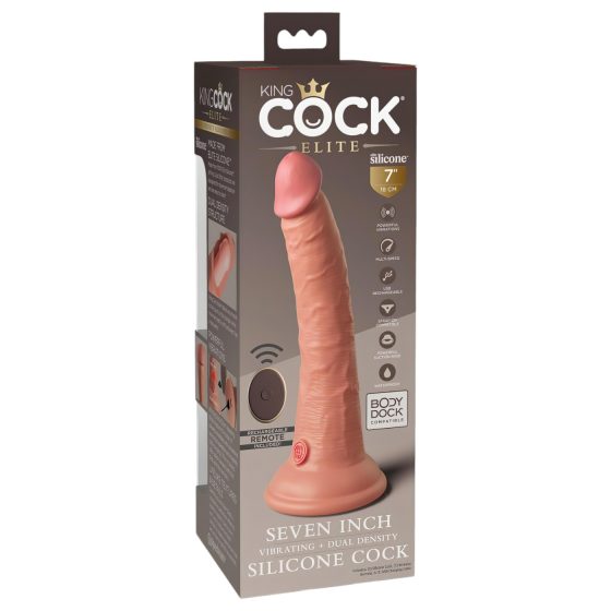 King Cock Elite 7 - 18cm Natural Suction Cup Vibrator with Remote Control