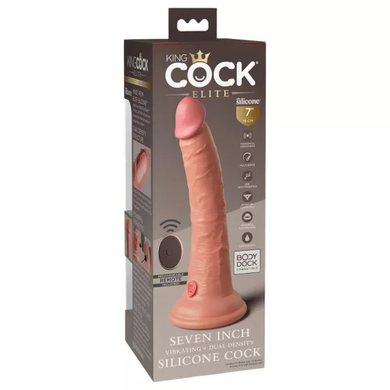 King Cock Elite 7 - Suction Cup, Wireless Vibrator 7'' - Natural