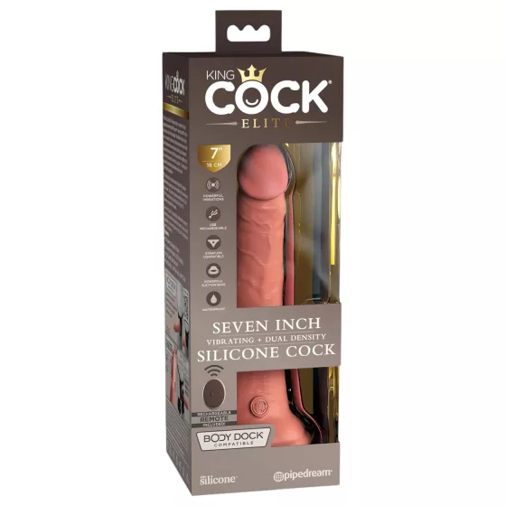 King Cock Elite 7 - Suction Cup, Wireless Vibrator 7'' - Natural