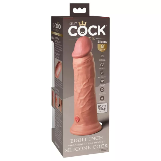 King Cock Elite 8 - Suction Cup Vibrator (20cm) - Natural