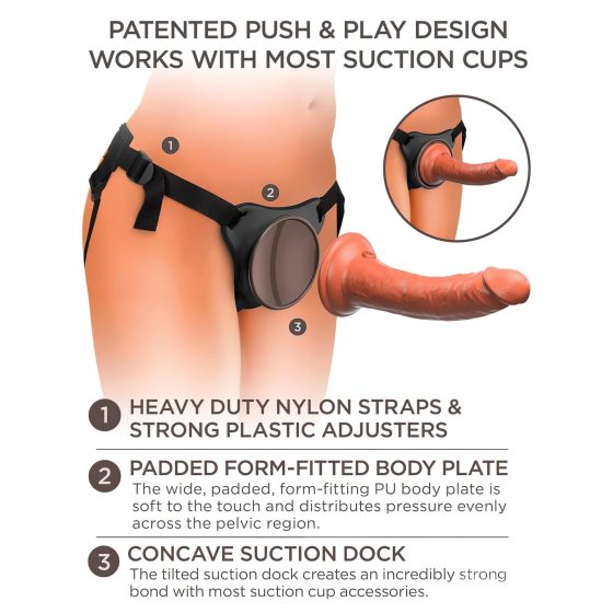 King Cock Elite Comfy - Strap-On Dildo with Harness (Dark Natural)