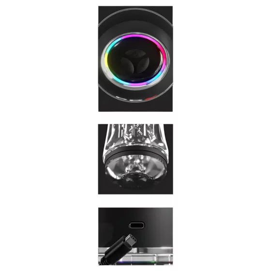 PDX ViewTube Pro - suction and vibrating masturbator (black)