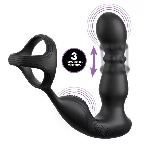 Anal Fantasy Ass-Gasm - Rotating Anal Vibrator with Penis Ring (Black)