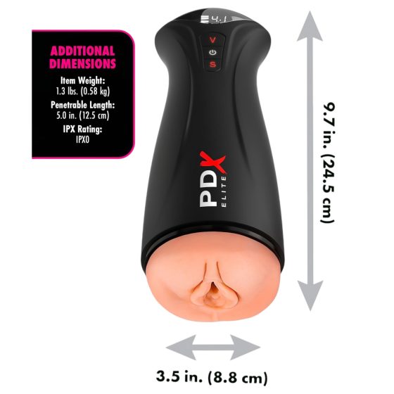 PDX Elite - suction, vibrating masturbator (black) 