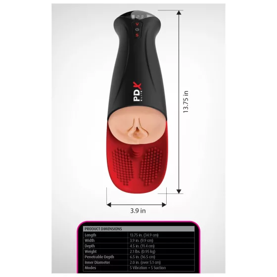 PDX Elite Fuck-O-Mat Pro XL - Vibrating Suction Stroker (Black)