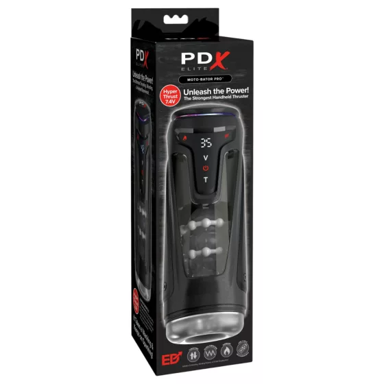 PDX Elite Moto-Bator Pro - Beaded, Heated Pulsating Masturbator (Black)