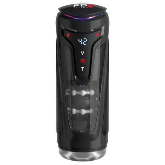 PDX Elite Moto-Bator Pro - Beaded, Heated Pulsating Masturbator (Black)