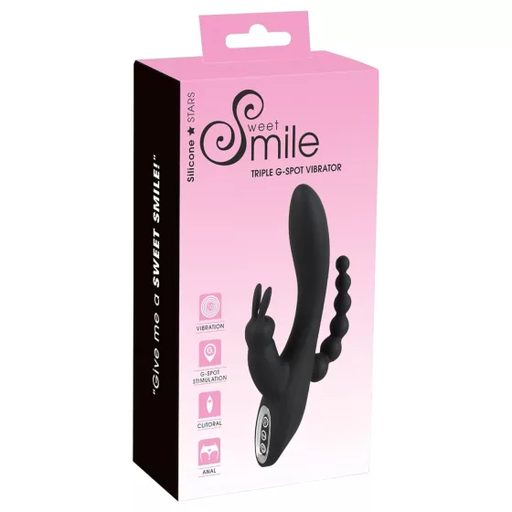 SMILE Triple - Rechargeable, Waterproof 3-Pronged Vibrator (Black)