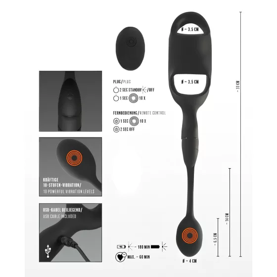 Rebel - Penis and Testicle Ring with Anal Vibrator (Black) 