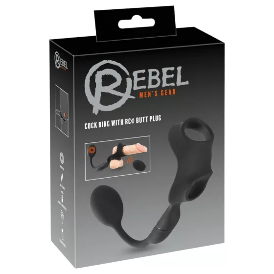 Rebel - Penis and Testicle Ring with Anal Vibrator (Black) 