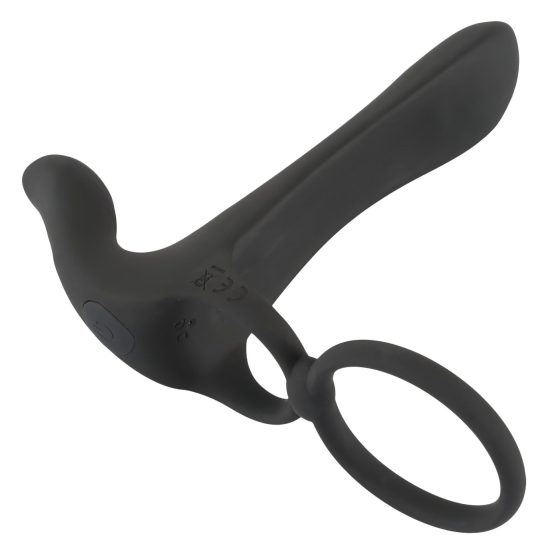 Black Velvet - Rechargeable, 2-in-1 Couple's Vibrator and Penis Ring (Black)