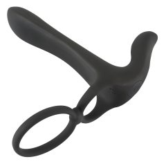   Black Velvet - Rechargeable, 2-in-1 Couple's Vibrator and Penis Ring (Black)