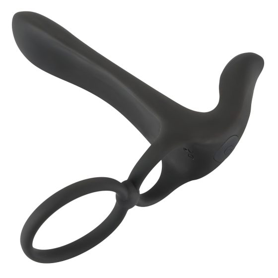 Black Velvet - Rechargeable, 2-in-1 Couple's Vibrator and Penis Ring (Black)