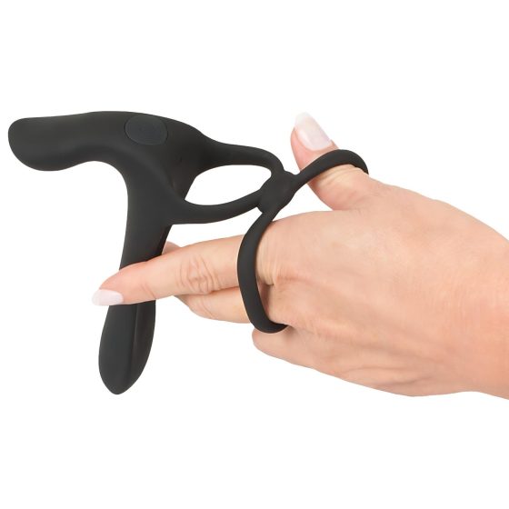Black Velvet - Rechargeable, 2-in-1 Couple's Vibrator and Penis Ring (Black)