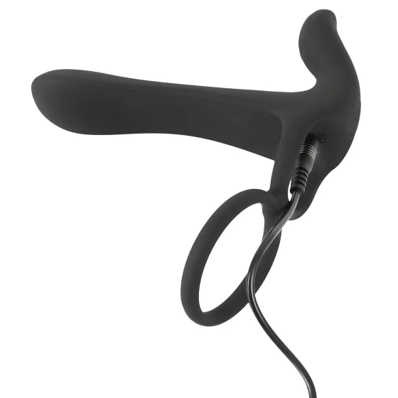 Black Velvets - Rechargeable 2‑in‑1 Vibrator and Cock Ring (Black)