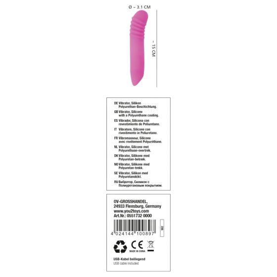 You2Toys - Flashing Mini Vibe - Rechargeable, Light-Up Vibrator (Pink)